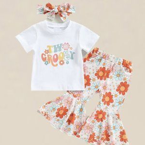 Two Groovy Dress Retro Smash Pants Birthday Outfit Clothes Bell pants Set